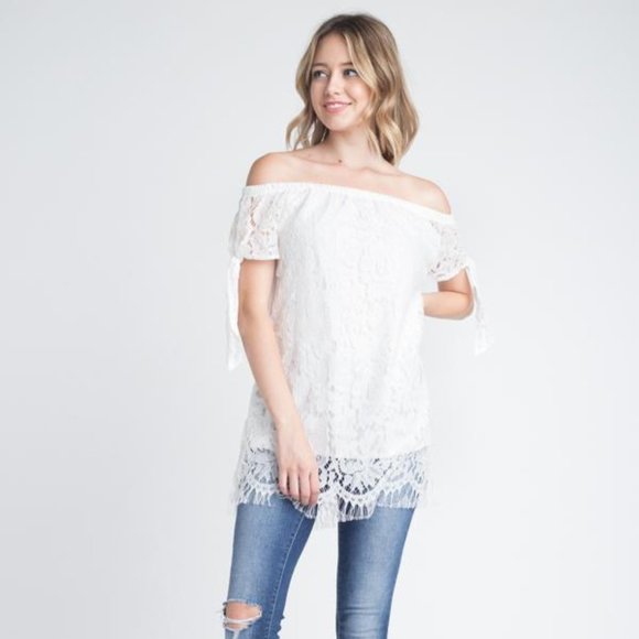 Women's Off shoulder Lace Top - Picture 1 of 6